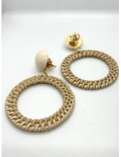 Náušnice Rafie béžová s kulatým béžovým detailem | FRANCINE BRAMLI - 1 2