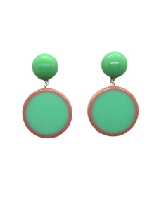 Náušnice s kulatým ověsem v kombinaci zelené s starorůžové | FRANCINE BRAMLI