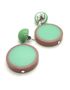 Náušnice s kulatým ověsem v kombinaci zelené s starorůžové | FRANCINE BRAMLI 2