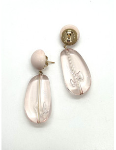 Náušnice s průsvitným růžovým kamenem | FRANCINE BRAMLI - 1 2