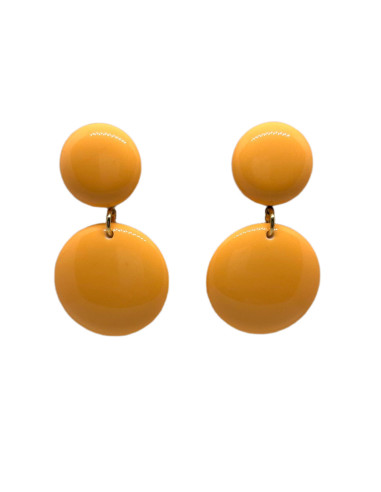 Visací náušnice s kulatým ověsem ve žluté barvě | FRANCINE BRAMLI