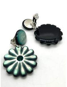 Klipsové visací náušnice s květem a perleťovým leskem |... 2