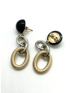 Visací náušnice z kovu ve zlaté a stříbrné barvě | FRANCINE BRAMLI - 2 2