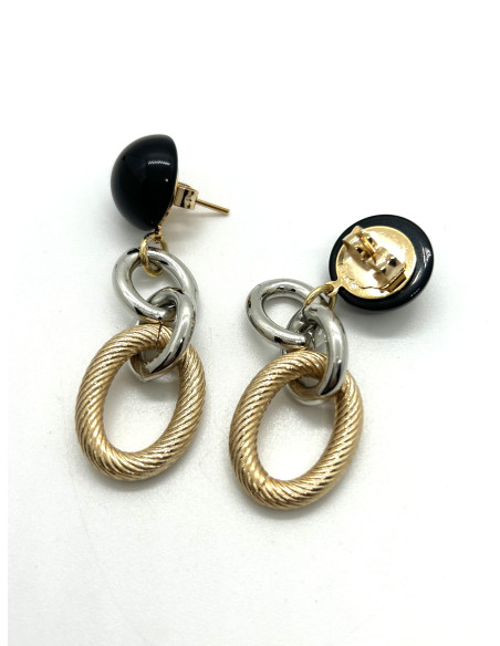 Visací náušnice z kovu ve zlaté a stříbrné barvě | FRANCINE BRAMLI - 1