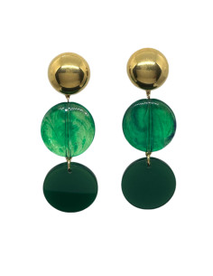 Visací náušnice s kulatými ověsy v zelených tónech | FRANCINE BRAMLI