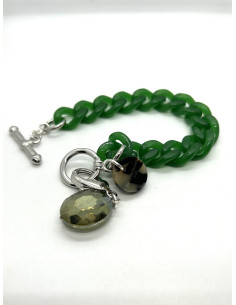 Drobný zelený řetězový náramek s broušeným ověsem | FRANCINE BRAMLI 2