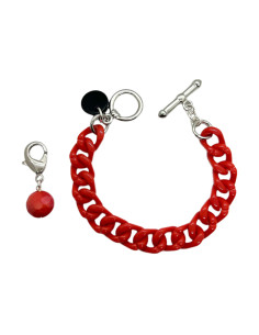 Drobný červený řetězový náramek s broušeným ověsem | FRANCINE BRAMLI