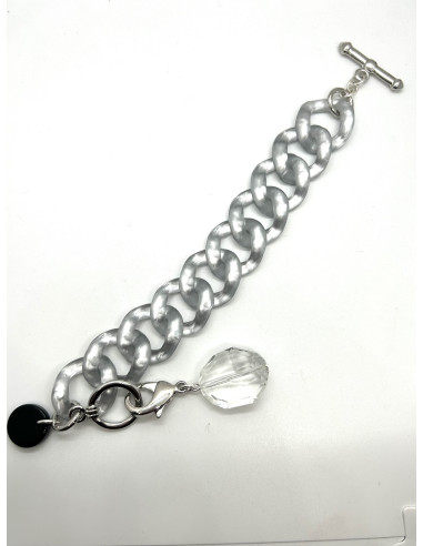 Řetězový náramek ve stříbrné barvě s broušeným ověsem | FRANCINE BRAMLI b