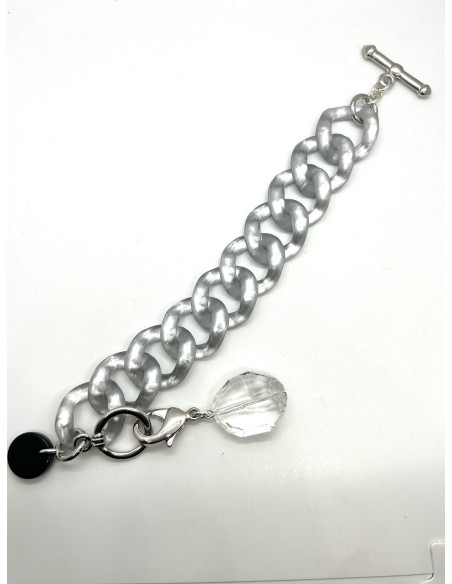 Řetězový náramek ve stříbrné barvě s broušeným ověsem | FRANCINE BRAMLI b