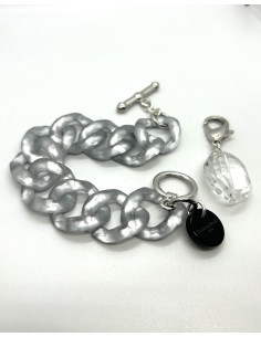 Řetězový náramek ve stříbrné barvě s broušeným ověsem | FRANCINE BRAMLI - 1 2