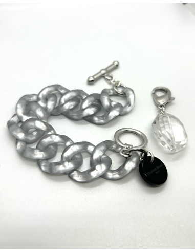 Řetězový náramek ve stříbrné barvě s broušeným ověsem | FRANCINE BRAMLI a