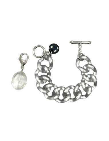 Řetězový náramek ve stříbrné barvě s broušeným ověsem | FRANCINE BRAMLI