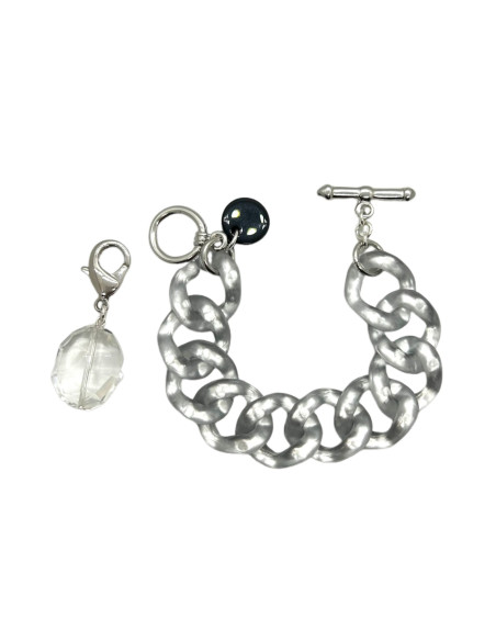 Řetězový náramek ve stříbrné barvě s broušeným ověsem | FRANCINE BRAMLI