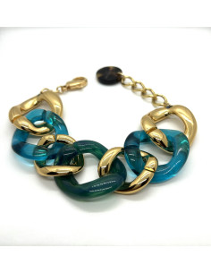 Řetězový náramek v tyrkysové a zlaté barvě | FRANCINE BRAMLI 2