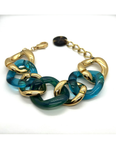 Řetězový náramek v tyrkysové a zlaté barvě | FRANCINE BRAMLI a