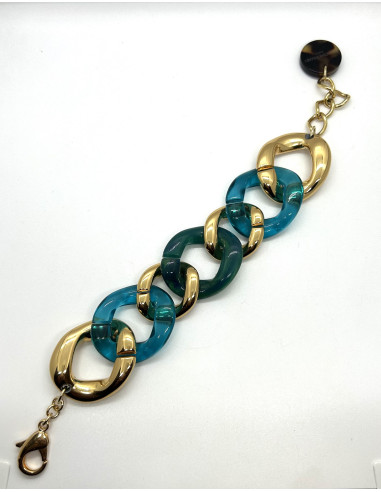 Řetězový náramek v tyrkysové a zlaté barvě | FRANCINE BRAMLI b