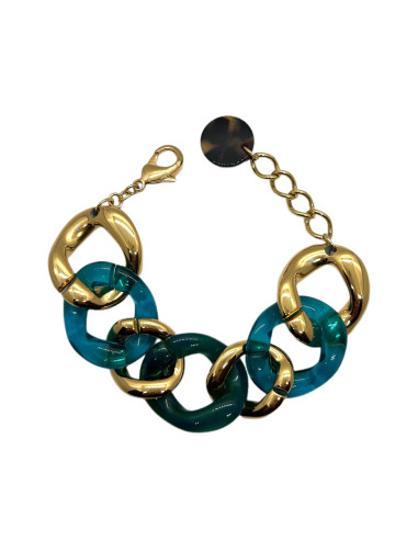 Řetězový náramek v tyrkysové a zlaté barvě | FRANCINE BRAMLI
