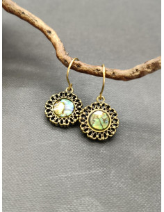 Visací náušnice s motivem květu zdobené perletí | PIOU PIOU - 2 2