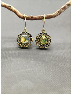 Visací náušnice s motivem květu zdobené perletí | PIOU PIOU - 2