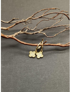 Visací náušnice s motivem čtyřlístku zdobeného štrasem | PIOU PIOU - 1 2