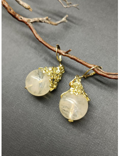 Visací náušnice s motivem květin a s přírodním citrínem | PIOU PIOU - 1 2