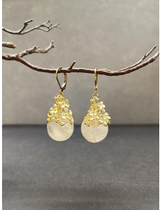 Visací náušnice s motivem květin a s přírodním citrínem | PIOU PIOU - 1