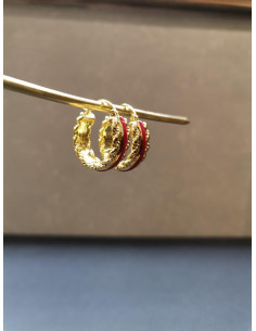 Kruhové náušnice zdobené červenou linkou | PIOU PIOU 2