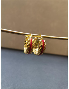 Kruhové náušnice zdobené červenou linkou | PIOU PIOU