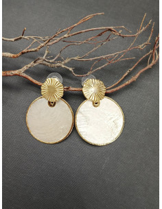 Visací náušnice s kruhovým perleťovým ověsem | PIOU PIOU - 1