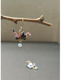 Náušnice s Origami přívěskem ve tvaru holubice s akvamarínem | PIOU PIOU