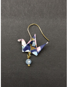 Náušnice s Origami přívěskem ve tvaru holubice s akvamarínem | PIOU PIOU - 1 2