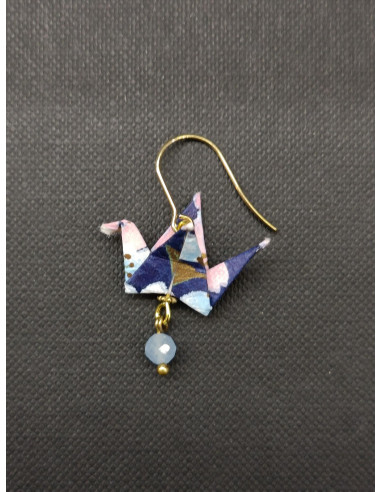 Náušnice s Origami přívěskem ve tvaru holubice s akvamarínem | PIOU PIOU - 2