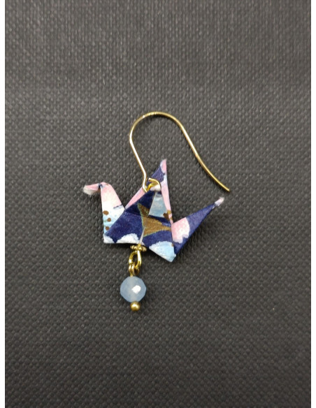 Náušnice s Origami přívěskem ve tvaru holubice s akvamarínem | PIOU PIOU - 2