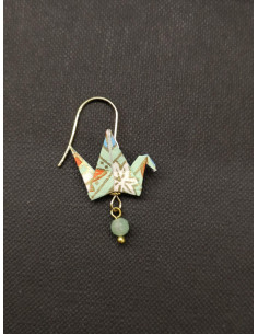 Náušnice s Origami přívěskem ve tvaru holubice s chryzoprasem | PIOU PIOU - 1 2