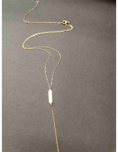 Řetízkový náhrdelník s obdélníkovým přívěskem z perleti | PIOU PIOU - 1