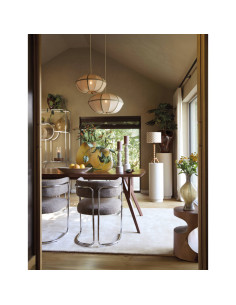 Závěsné svítidlo Ø61 s látkovým stínidlem, přírodní + olivové | LIGHT & LIVING 2