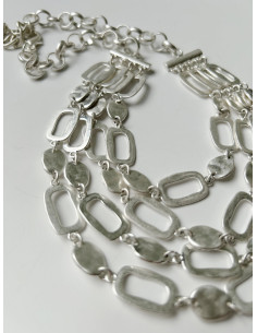 Víceřadý náhrdelník s kameny, stříbrný  | LORIANE 2