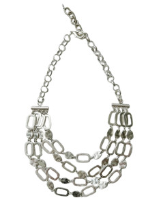 Víceřadý náhrdelník s kameny, stříbrný  | LORIANE