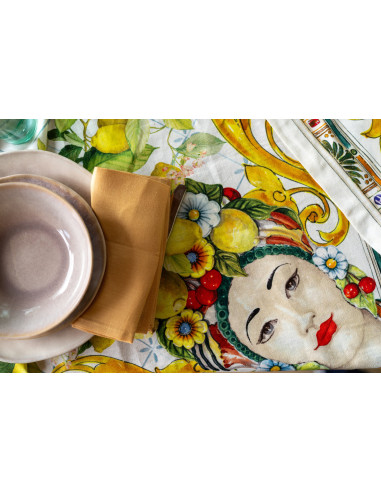 Běhoun na stůl s potiskem Zagara 45x170 | TESSITURA TOSCANA TELERIE a