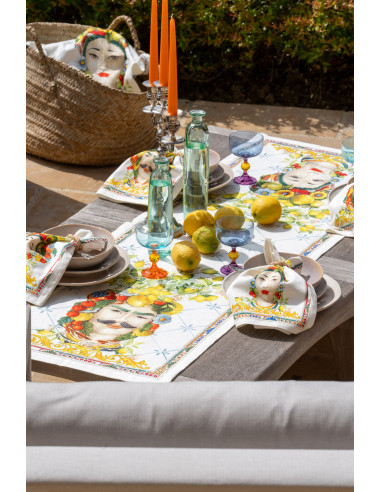 Běhoun na stůl s potiskem Zagara 45x170 | TESSITURA TOSCANA TELERIE c