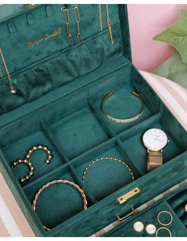 Dvoupatrová šperkovnice se zásuvkou ze sametu | MAISON SCARLET b