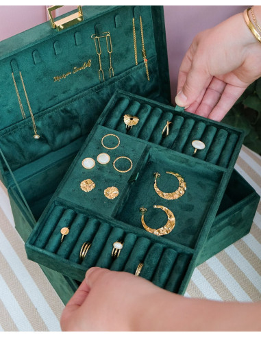 Dvoupatrová šperkovnice se zásuvkou ze sametu | MAISON SCARLET e