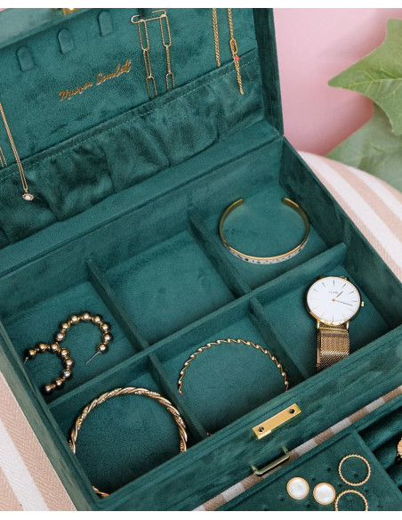 Dvoupatrová šperkovnice se zásuvkou ze sametu | MAISON SCARLET b