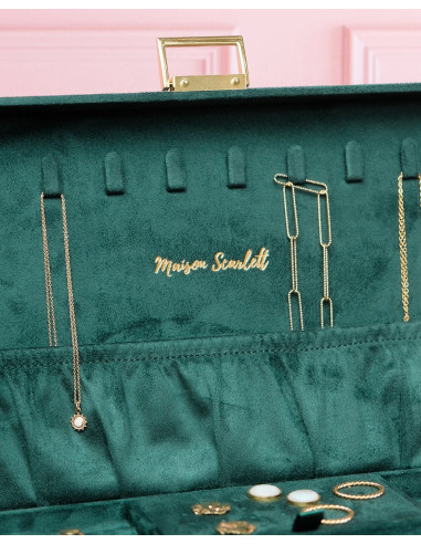 Dvoupatrová šperkovnice se zásuvkou ze sametu | MAISON SCARLET f