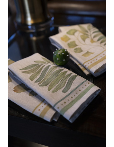 copy of 4Dinner - set of linen napkins Mudra printed 46x46 | TESSITURA TOSCANA TELERIE - 1