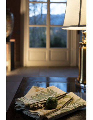 copy of 4Dinner - set of linen napkins Mudra printed 46x46 | TESSITURA TOSCANA TELERIE - 4