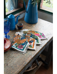 4Dinner - sada látkových ubrousků Leoleaf s potiskem 46x46 | TESSITURA TOSCANA TELERIE a