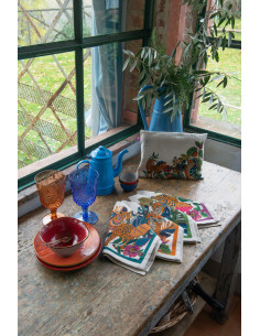 4Dinner - sada látkových ubrousků Leoleaf s potiskem 46x46 | TESSITURA TOSCANA TELERIE - 1 2