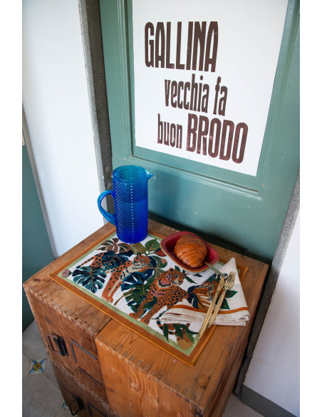 4Dinner - sada látkových ubrousků Leoleaf s potiskem 46x46 | TESSITURA TOSCANA TELERIE b