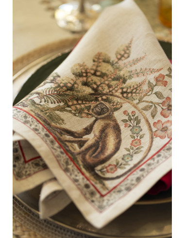 4Dinner - set of linen napkins Mudra printed 46x46 | TESSITURA TOSCANA TELERIE - 5